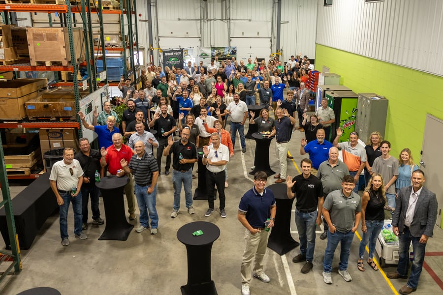 group photo of people at the anniversary party