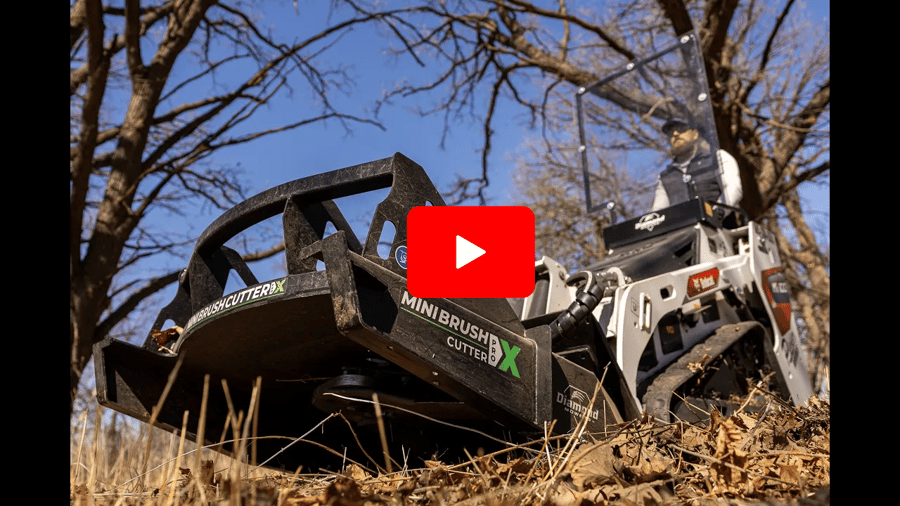 image of mini brush cutter with a play button over it