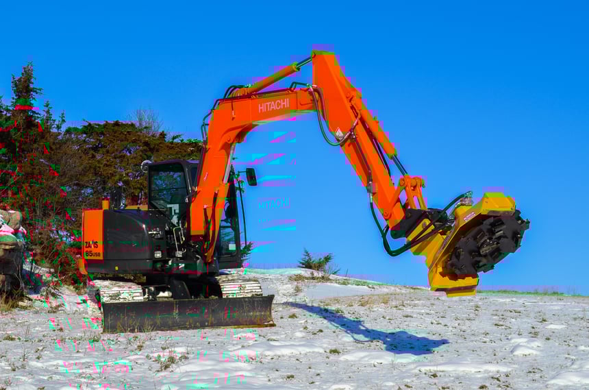 disc mulcher on an excavator